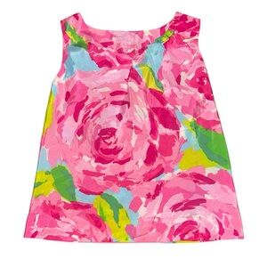 NWOT Lilly Pulitzer Keetan Floral Silk Blend Top in Pink/Blue/Green, Size XS